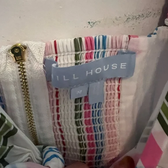 Hill House Pink and Blue Striped Crop Top with Tie Front - Picture 3 of 7